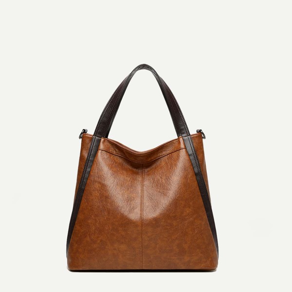 

Two Tone Shoulder Tote Bag, Brown