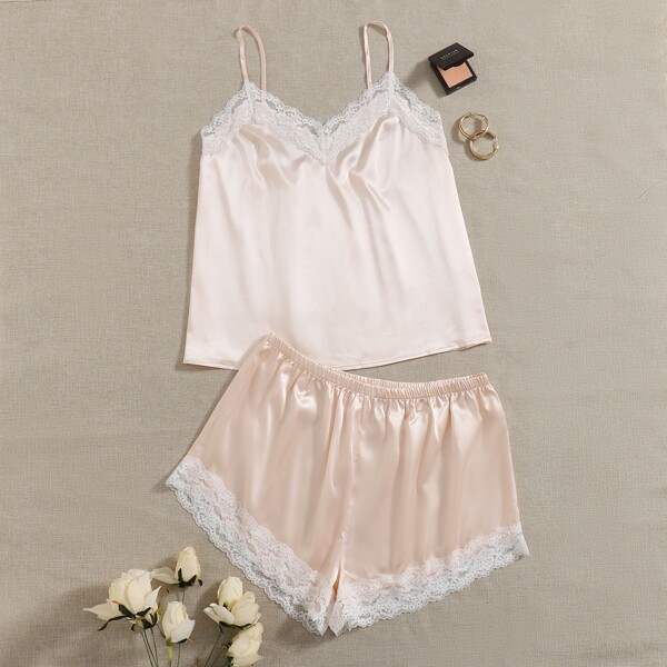 

Plus Contrast Lace PJ Set, Apricot