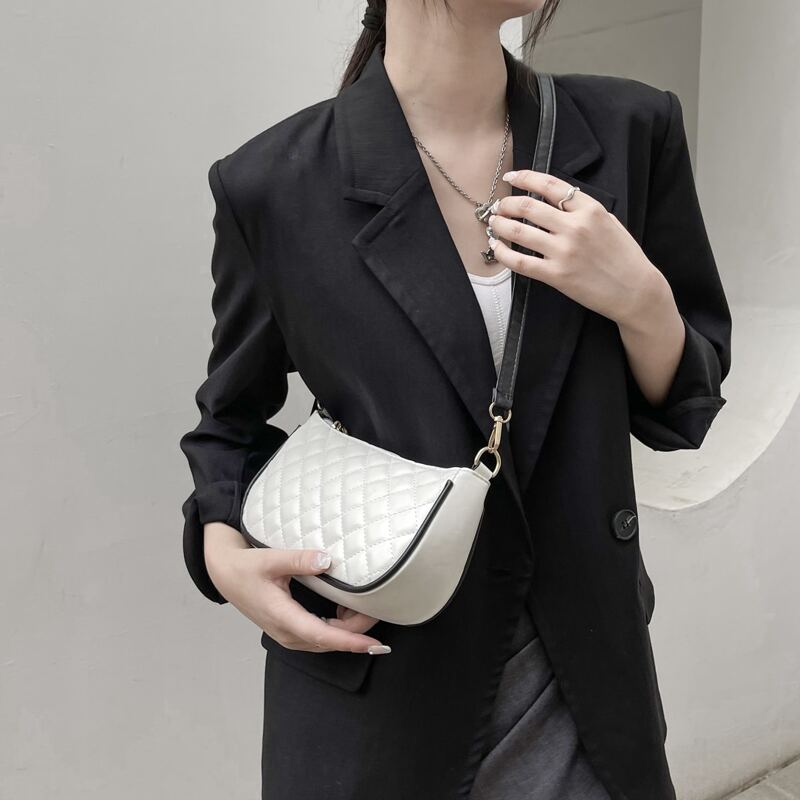 

Minimalist Quilted Crossbody Bag, White