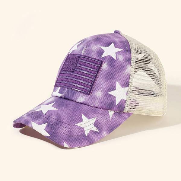 

Star Pattern Mesh Baseball Cap, Purple