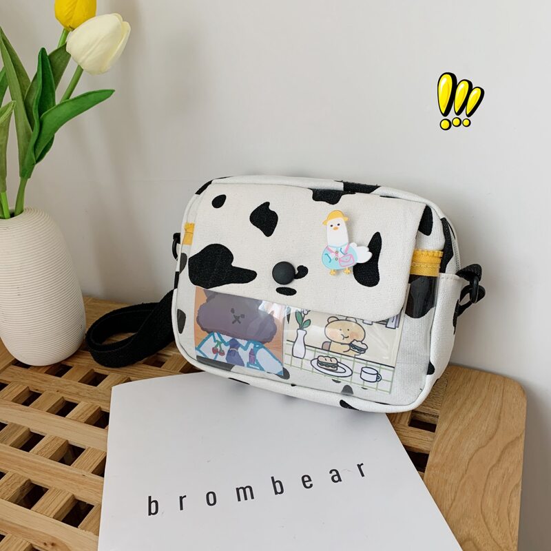

1pc Cartoon Graphic Crossbody Bag, White