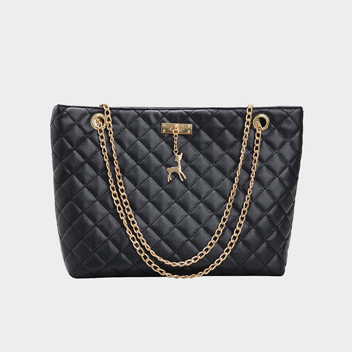 

Quilted Tote Bag, Black