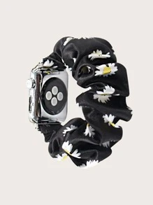 Daisy Pattern Scrunchie Design Watchband Compatible With Apple Watch - Multicolor - View 1