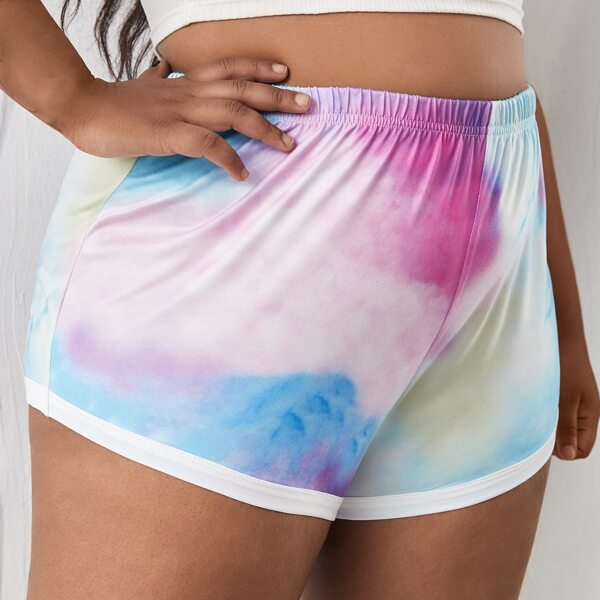 

Plus Tie Dye Contrast Binding Shorts, Multicolor
