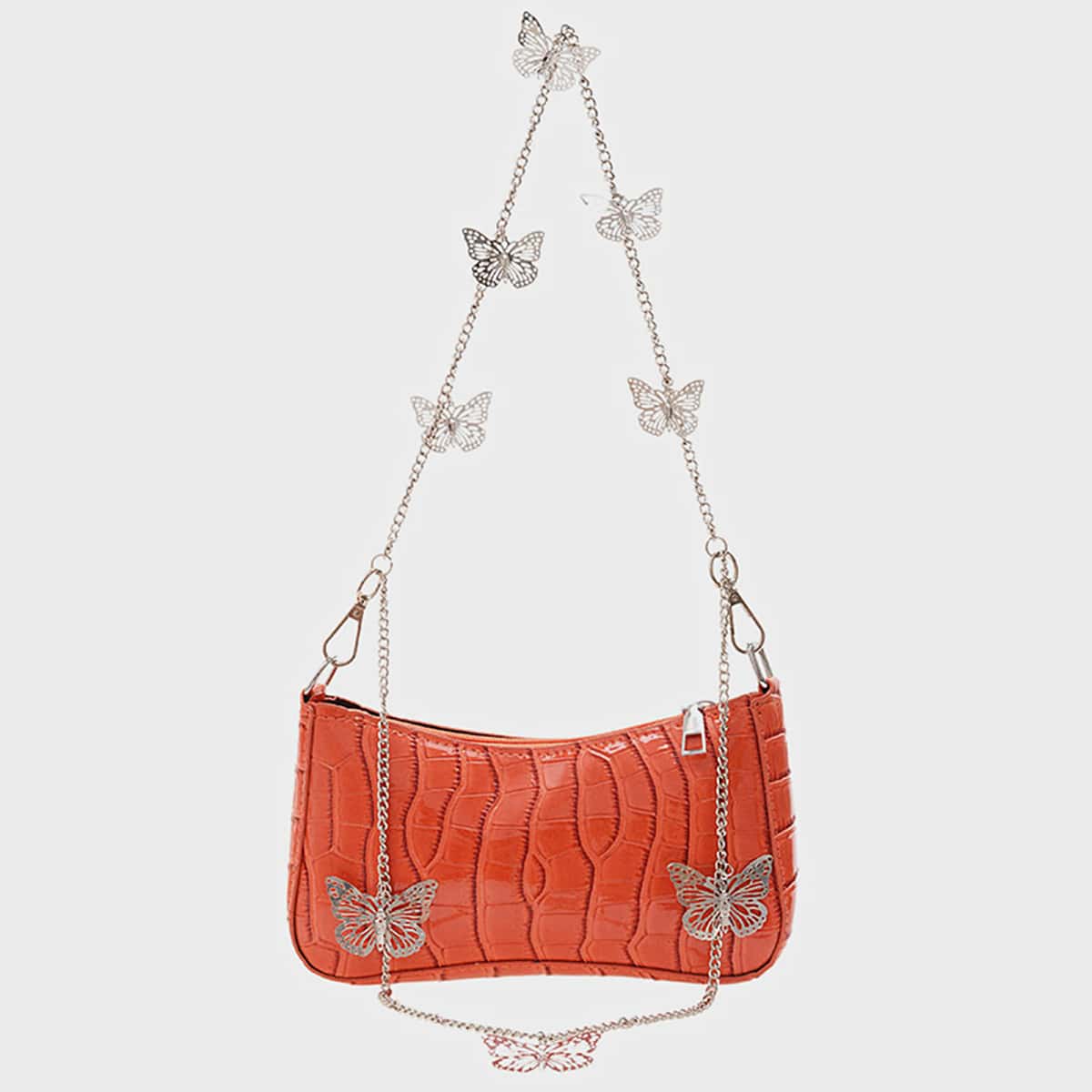 

Croc Embossed Shoulder Bag, Orange