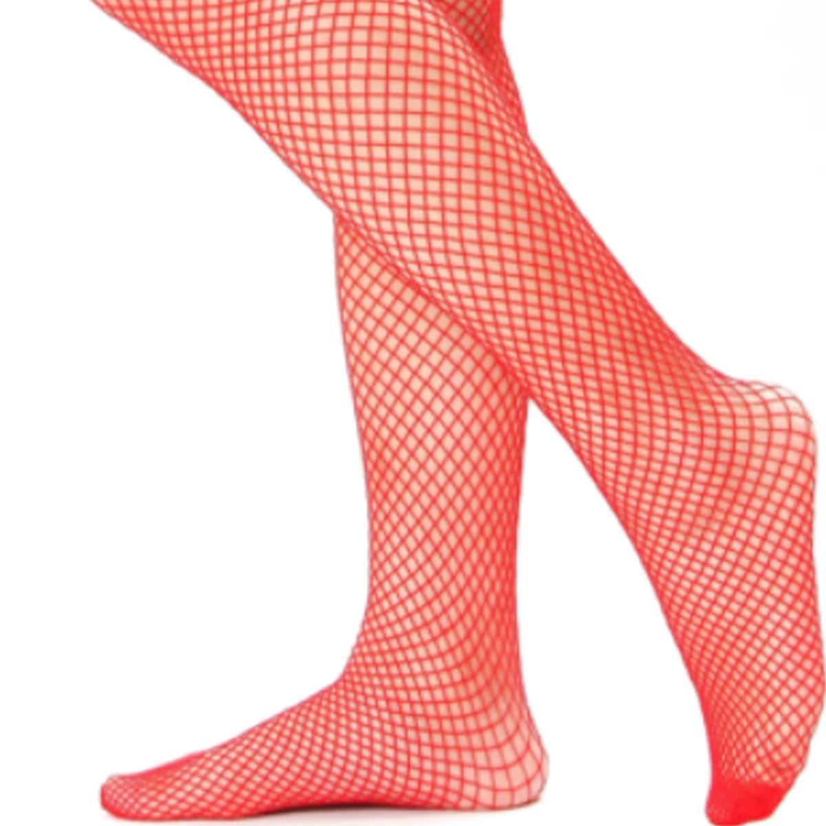 

Solid Over The Knee Fishnet Socks, Red