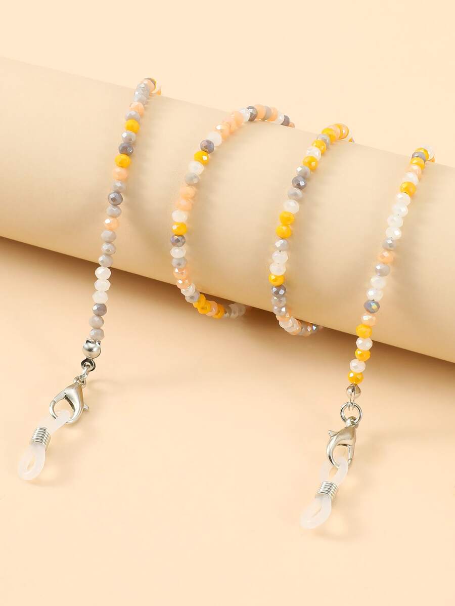 Cadena de mascarilla con diseño de cristal con cuenta - Multicolor - Ver 1