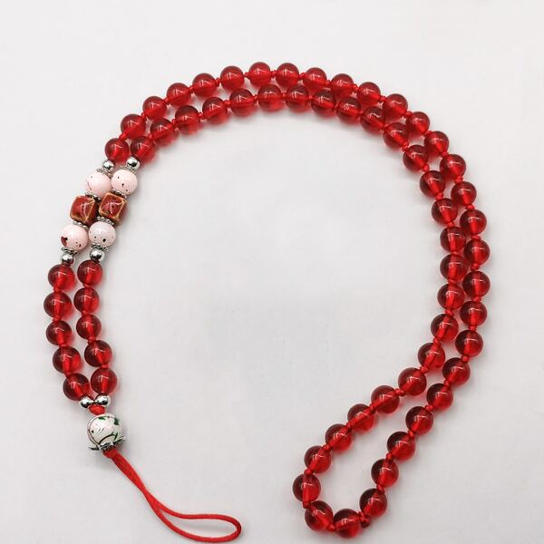 

Beaded Phone Lanyard, Red