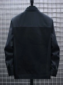 Manfinity Homme Men Embroidery Detail Zip Up Jacket - Navy Blue - View 2