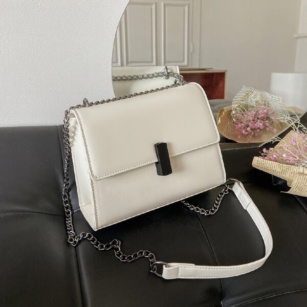 

Minimalist Flat Crossbody Bag, White