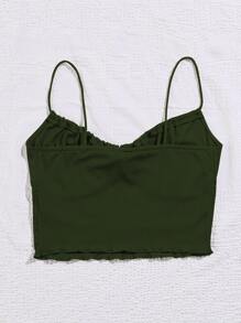 SHEIN Unity 前繫帶胸部褶皺吊帶上衣 - 墨綠色 - 查看 2