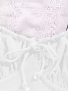 SHEIN Unity 女士休闲纯色褶皱吊带背心，适合日常穿着和度假 - 白色 - 查看 3