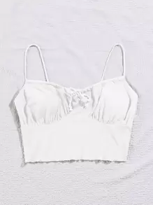 SHEIN Unity 女士休闲纯色褶皱吊带背心，适合日常穿着和度假 - 白色 - 查看 5