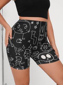 SHEIN EZwear 大碼卡通圖案騎行褲