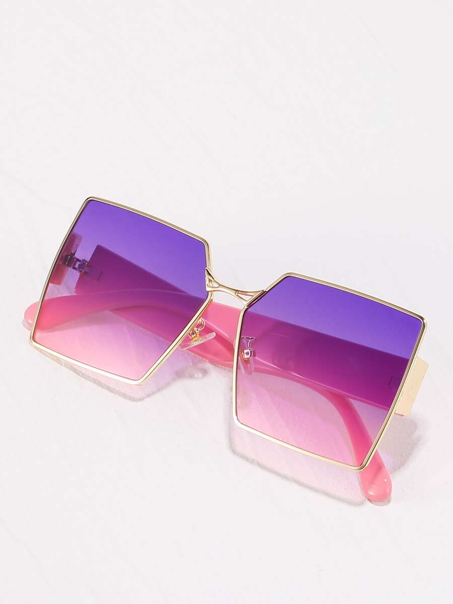 Ombre Lens Square Frame Fashion Glasses - Multicolor - View 1