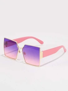 Ombre Lens Square Frame Fashion Glasses - Multicolor - View 2