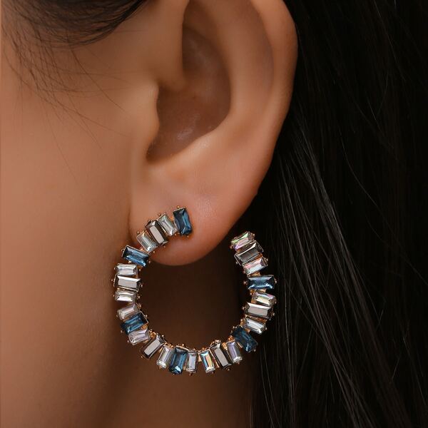 

Rhinestone Decor Earrings, Multicolor