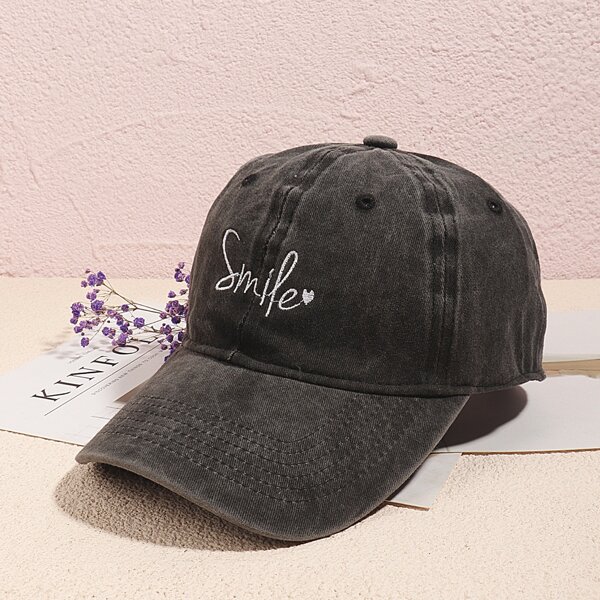 

Letter Embroidery Baseball Cap, Grey