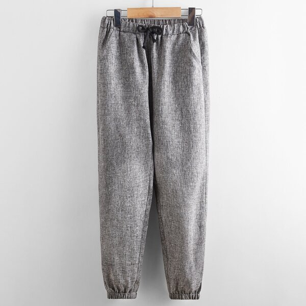 

Boys Marled Drawstring Waist Pants, Grey