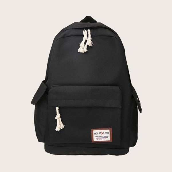 

Men Letter Patch Large Capacity Backpack, Black