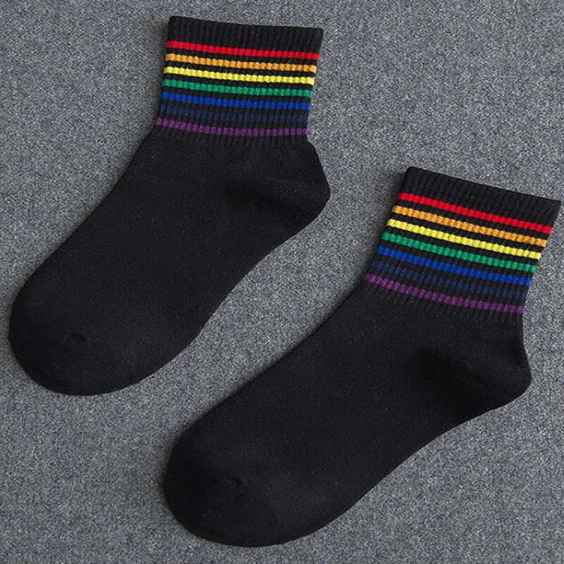 

Rainbow Stripe Crew Socks, Multicolor