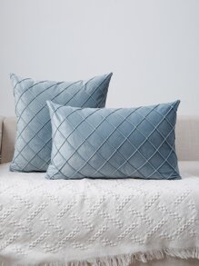 1pc Solid Color Cushion Cover Without Filler, Simple Throw Pillow Cover, Pillow Insert Not Include, For Sofa, Living Room - Blue - View 1