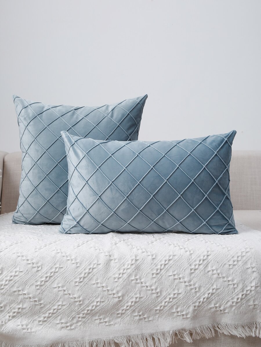 1pc Solid Color Cushion Cover Without Filler, Simple Throw Pillow Cover, Pillow Insert Not Include, For Sofa, Living Room - Blue - View 1