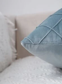 1pc Solid Color Cushion Cover Without Filler, Simple Throw Pillow Cover, Pillow Insert Not Include, For Sofa, Living Room - Blue - View 3