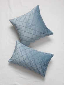 1pc Solid Color Cushion Cover Without Filler, Simple Throw Pillow Cover, Pillow Insert Not Include, For Sofa, Living Room - Blue - View 5