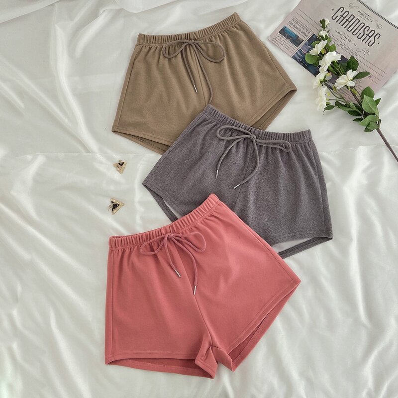 

3pcs Solid Knot Front Lounge Shorts, Multicolor