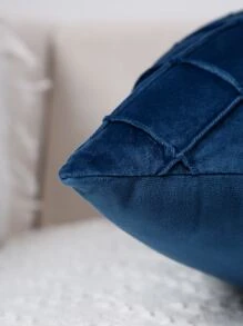 1pc Solid Color Cushion Cover Without Filler - Blue - View 3