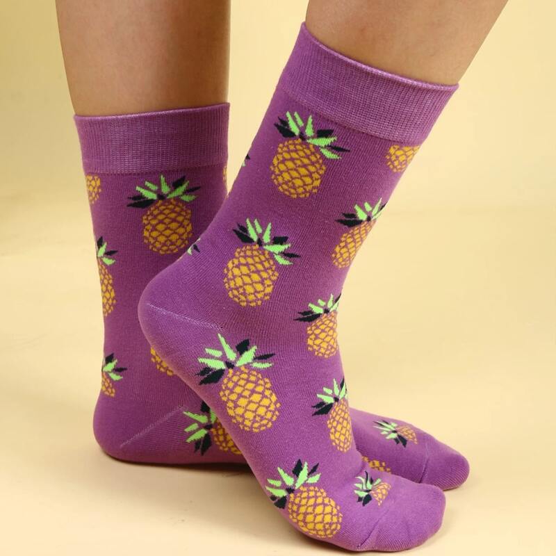 

Fruit Graphic Crew Socks, Purple