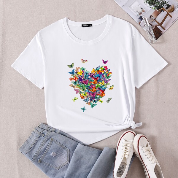 

Plus Butterfly Sleeve Tee, White