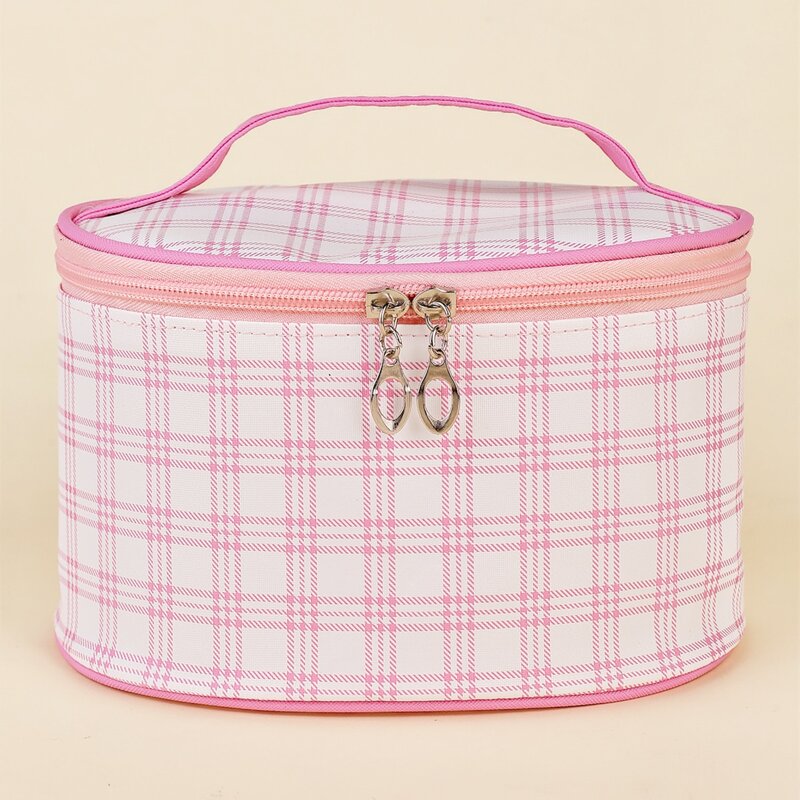 

Plaid Pattern Makeup Bag, Pink
