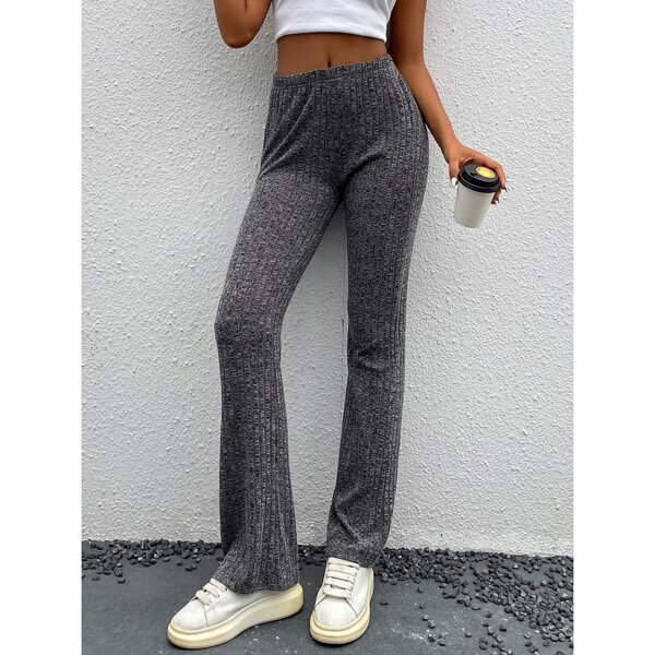 

Solid Rib-knit Lounge Pants, Grey
