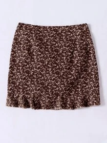 SHEIN Holidaya Ruched Knot Ruffle Hem Ditsy Floral Skirt - Multicolor - View 2