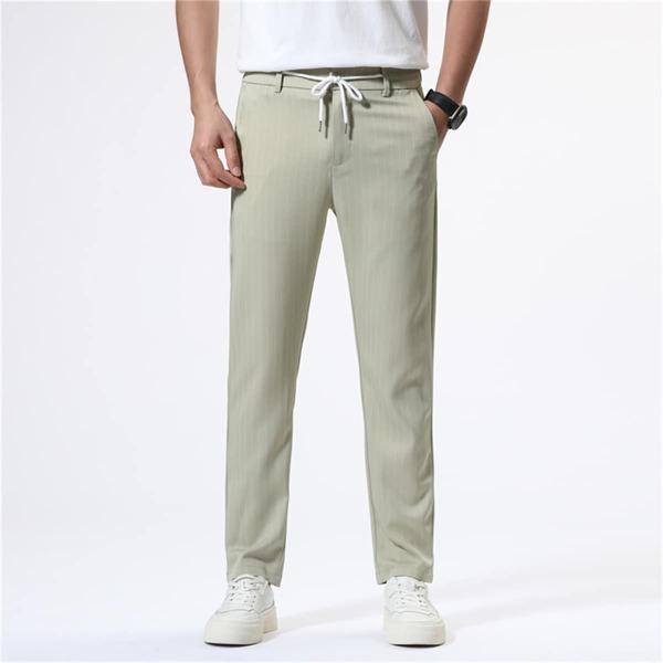 

Men Striped Slant Pockets Pants, Khaki