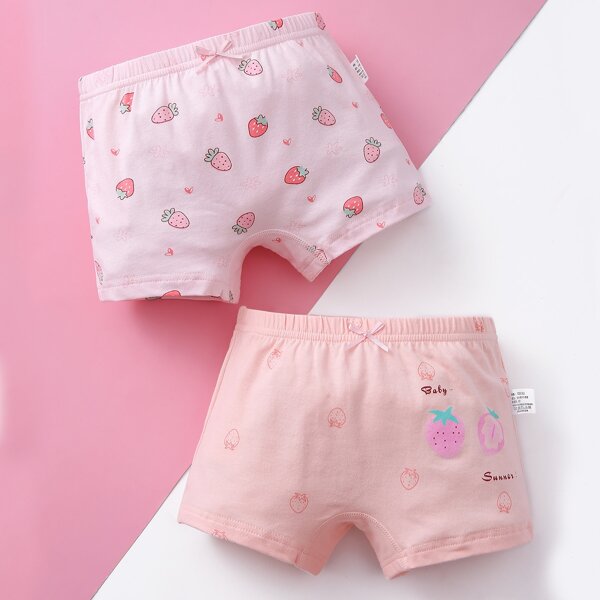 

Toddler Girls 2pcs Strawberry And Letter Graphic Shortie Brief, Multicolor