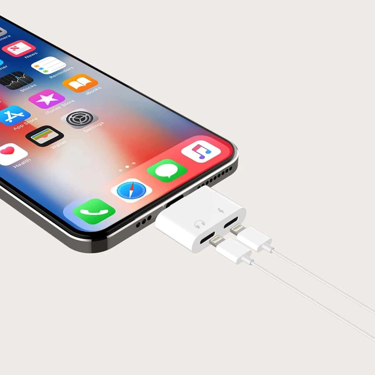 

2 In 1 Lightning Charger Cable Adapter, White