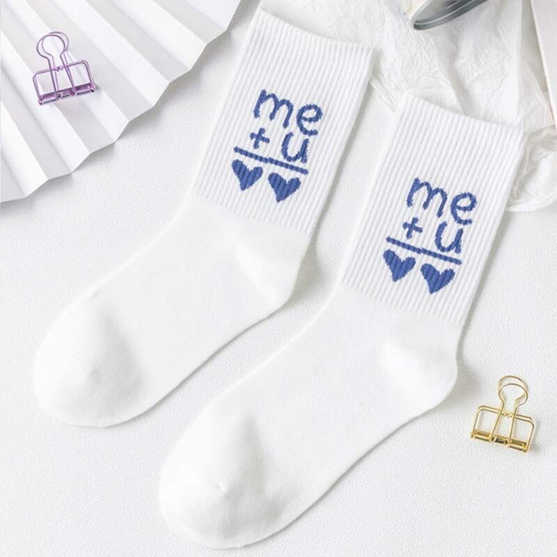 

Letter Graphic Crew Socks, White