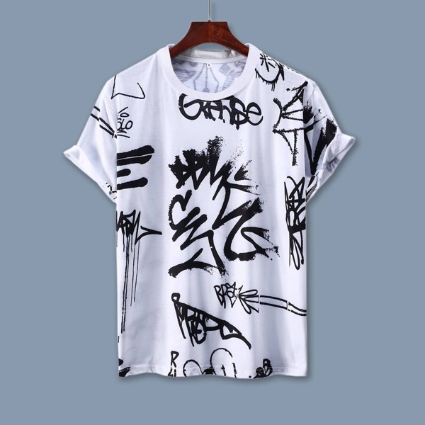 

Men Letter Graphic Short Sleeve Tee, White