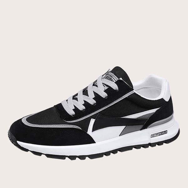 

Men Colorblock Lace Up Front Sneakers, Black