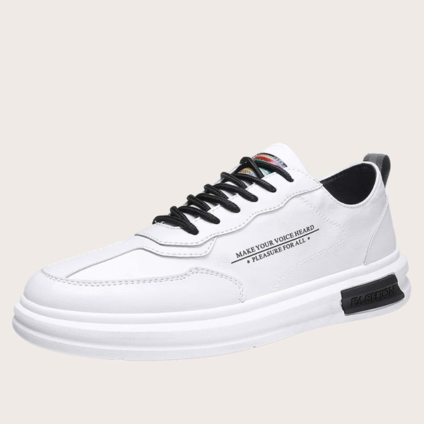 

Men Letter Graphic Lace Up Front Skate Shoes, White