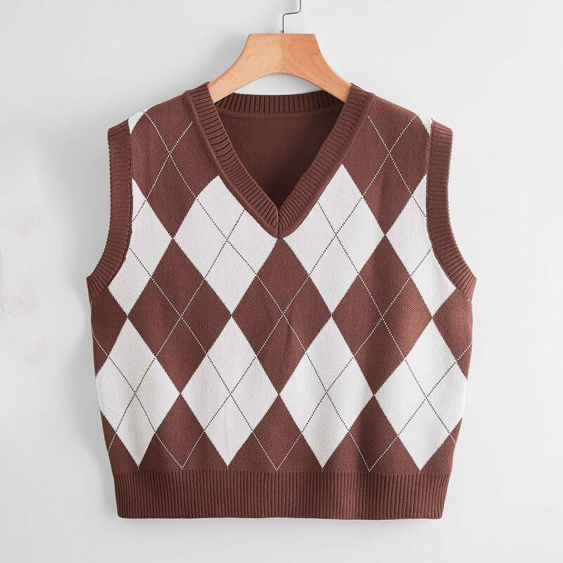 

Argyle Pattern Sweater Vest, Multicolor