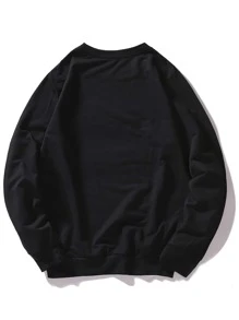 ROMWE MEN Goth Men Casual Letter Graphic Sweatshirt, School, For Fall