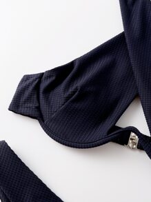 Cross Halter Underwire Bikini, For Summer Beach Vacation - Navy Blue - View 4