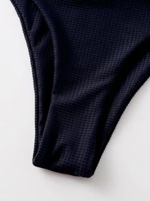 Cross Halter Underwire Bikini, For Summer Beach Vacation - Navy Blue - View 6