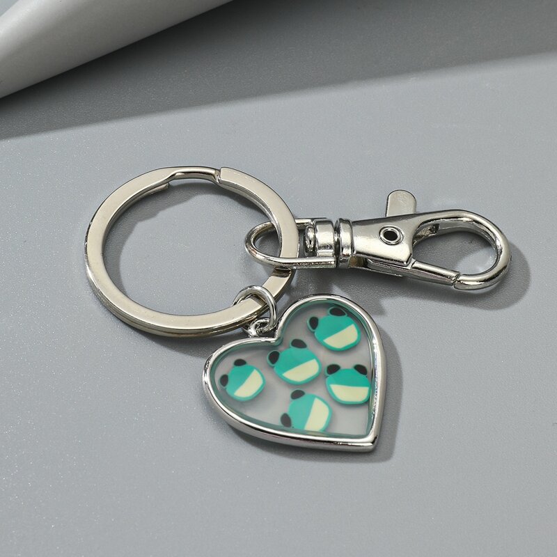 

Frog Print Heart Charm Keychain, Silver