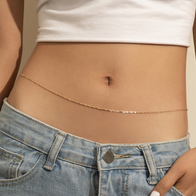 

1pc Minimalist Waist Chain, Gold