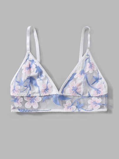 Floral Embroidery Crop Cami